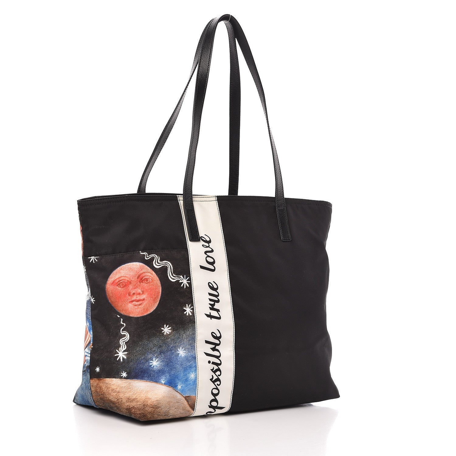 Prada Tessuto Nylon Collage Impossible True Love Printed Tote Blue 3 of 13