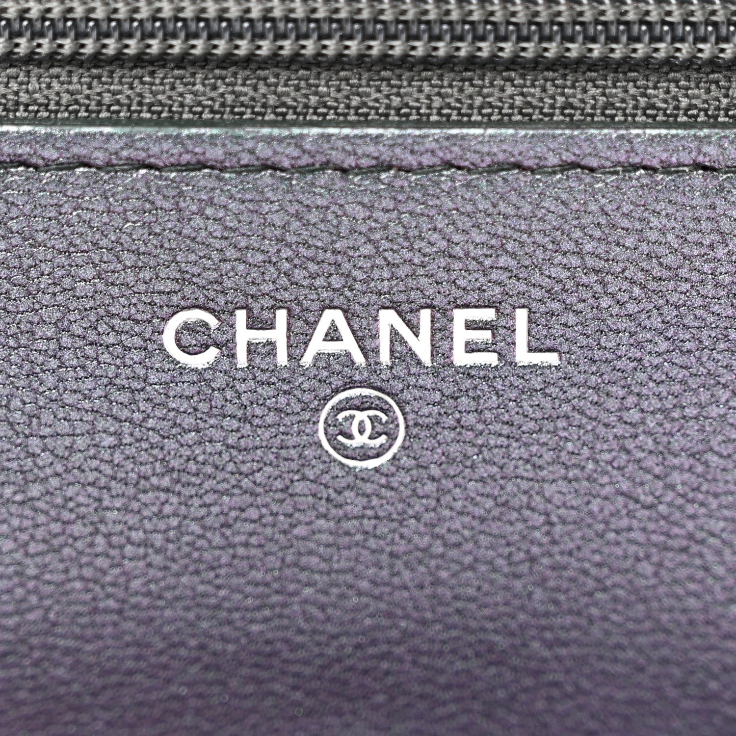 Chanel Iridescent Goatskin Quilted Wallet On Chain WOC Purple 6 of 12
