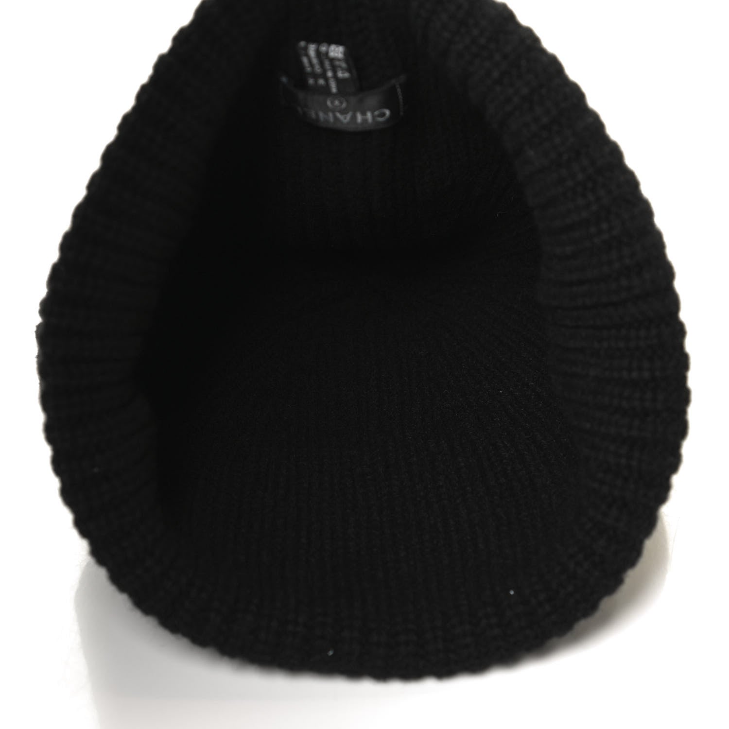 Chanel Wool Cashmere CC Beanie Hat Black White 3 of 5