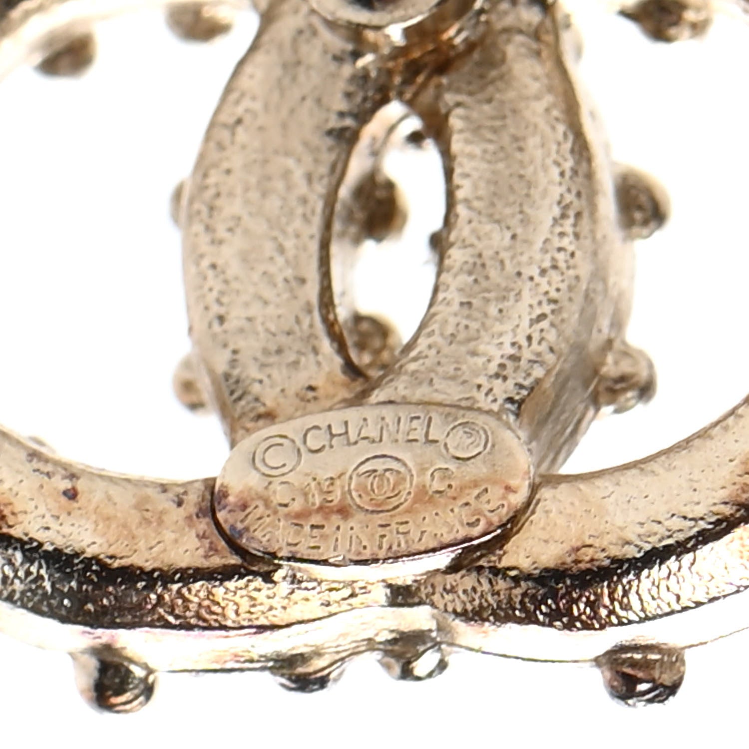 Chanel Crystal Pearl CC Earrings Gold 4 of 4