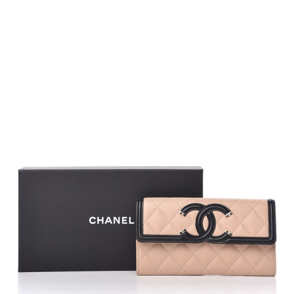 Chanel Caviar Quilted Filigree Flap Wallet Beige Black 12 of 12