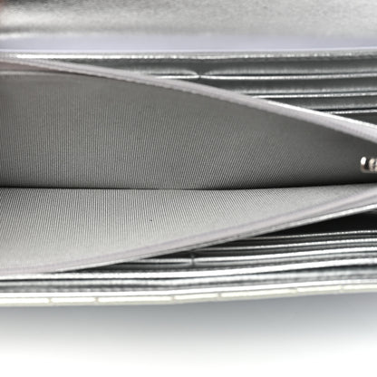 Chanel Gradient Metallic Calfskin Quilted Large Gusset Flap Wallet Silver Blue Yellow Purple 6 of 10