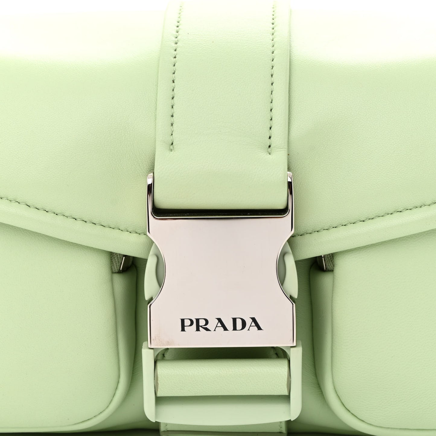 Nappa Re-Nylon Double Pocket Buckle Shoulder Bag Acqua