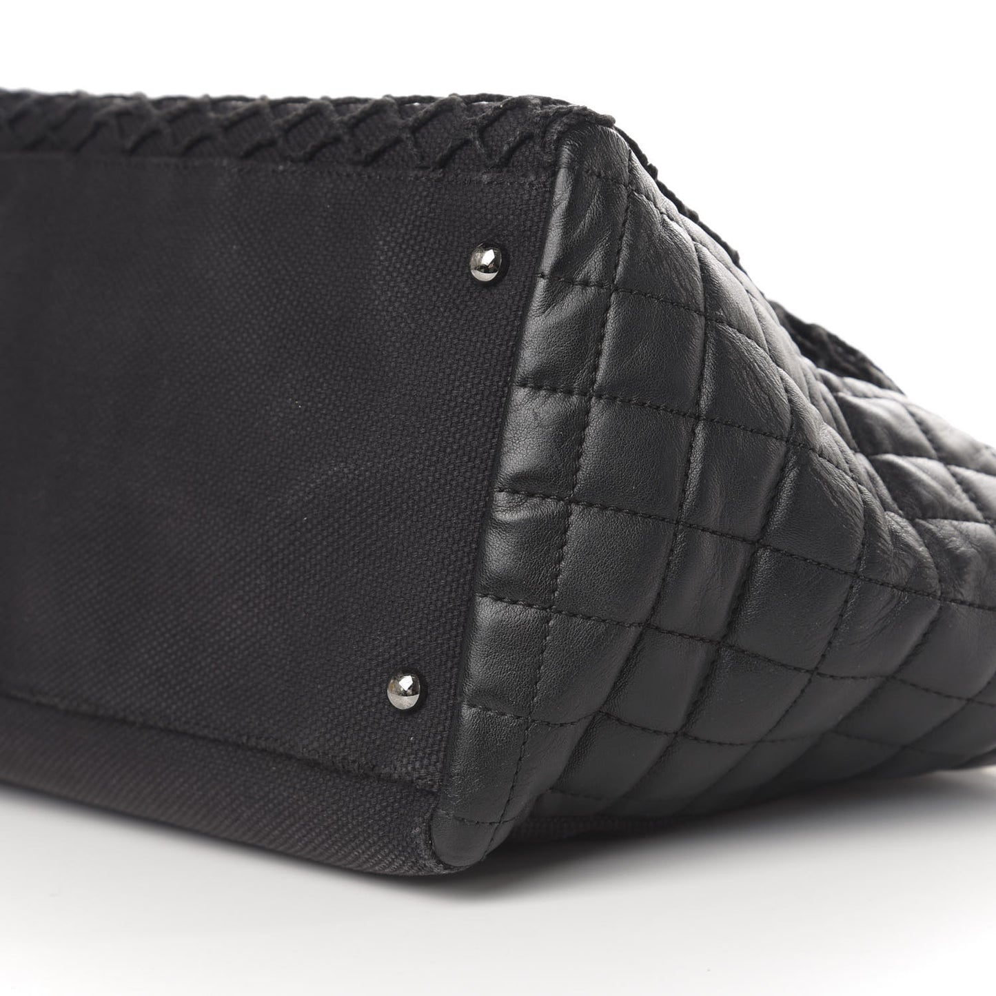 Lambskin Canvas Chocolate Bar CC Shopping Tote Black