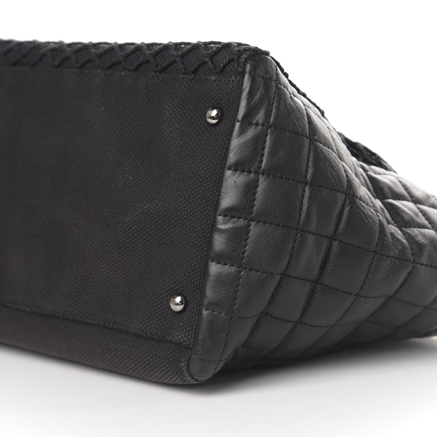 Chanel Lambskin Canvas Chocolate Bar CC Shopping Tote Black 11 of 14