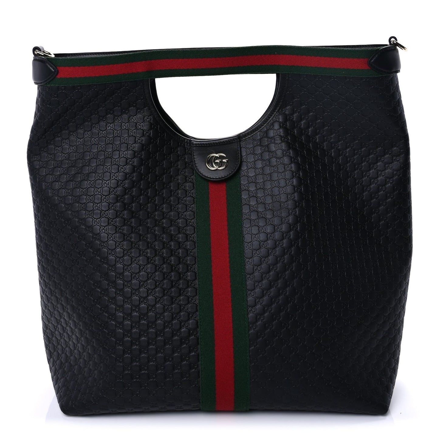 Microguccissima Web Large Giglio Tote  Black