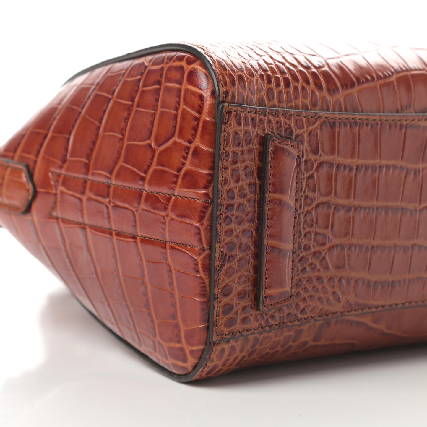 Calfskin Crocodile Embossed Mini Antigona Cognac