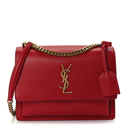 Saint Laurent Calfskin Medium Monogram Sunset Rouge Eros 1 of 8