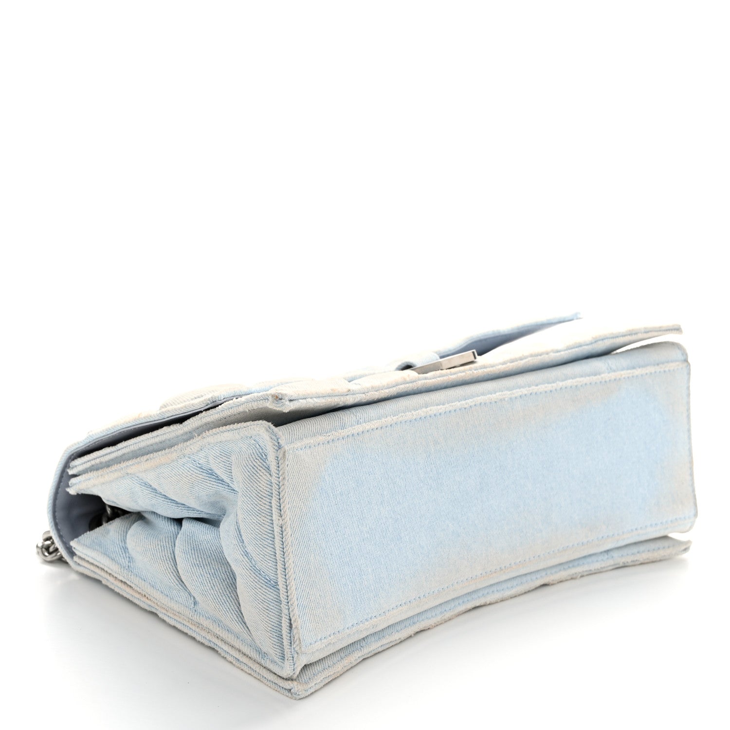 Balenciaga Crushed Washed Denim Quilted Medium Crush Chain Bag Pale Blue 4 of 11