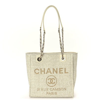 Chanel Lurex Boucle Mini Deauville Tote White 1 of 9