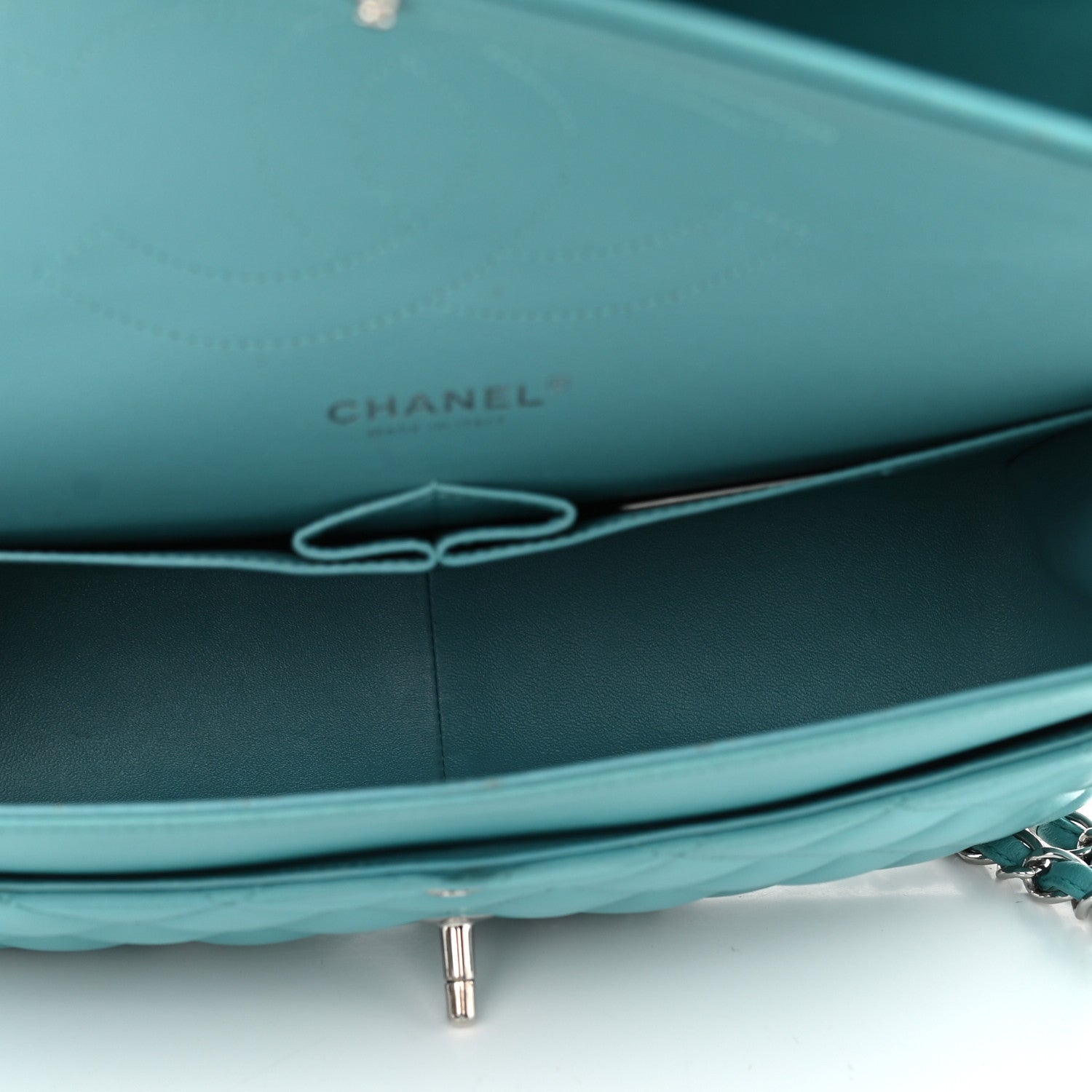 Chanel Lambskin Quilted Jumbo Double Flap Turquoise 5 of 13
