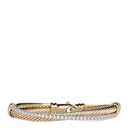 David Yurman 18K White Yellow Gold Diamond Crossover Bracelet 1 of 4