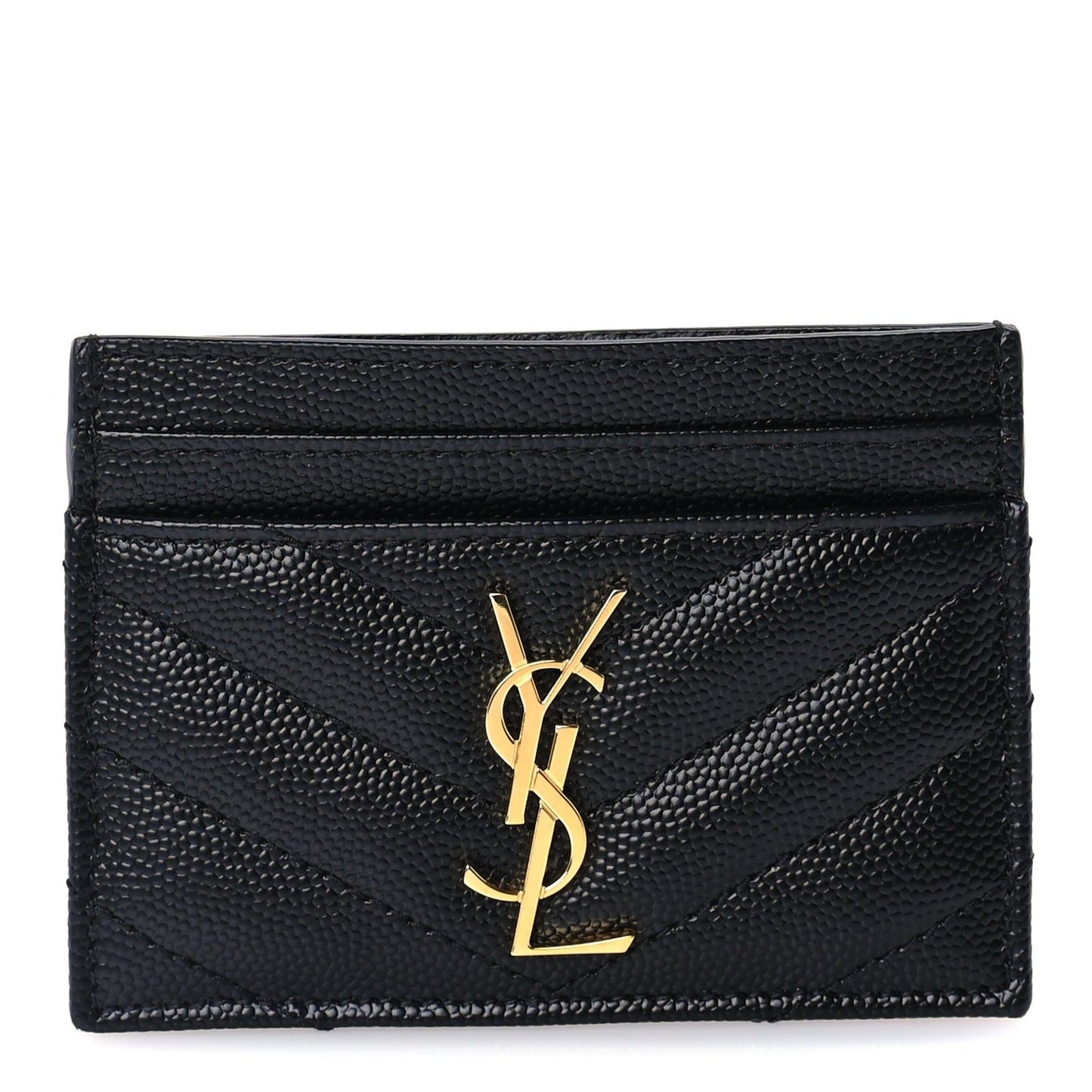 Grain De Poudre Matelasse Chevron Cassandre Credit Card Case Black