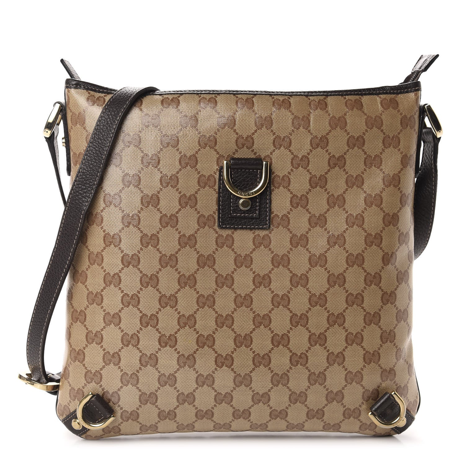 Gucci Crystal Monogram Abbey Messenger Bag Beige Dark Brown 1 of 10