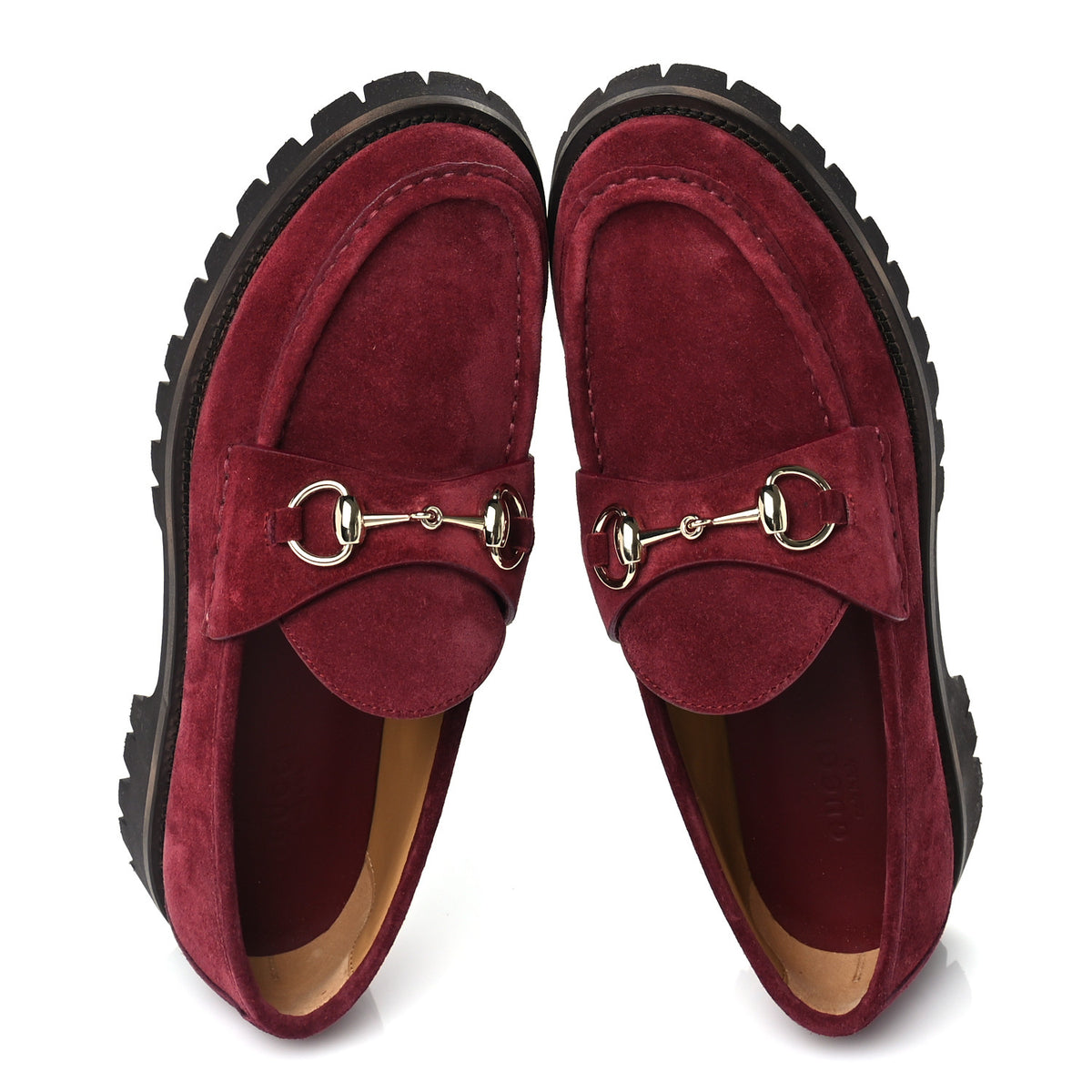 Suede Womens Horsebit Lug Sole Loafers 5.5 Burgundy