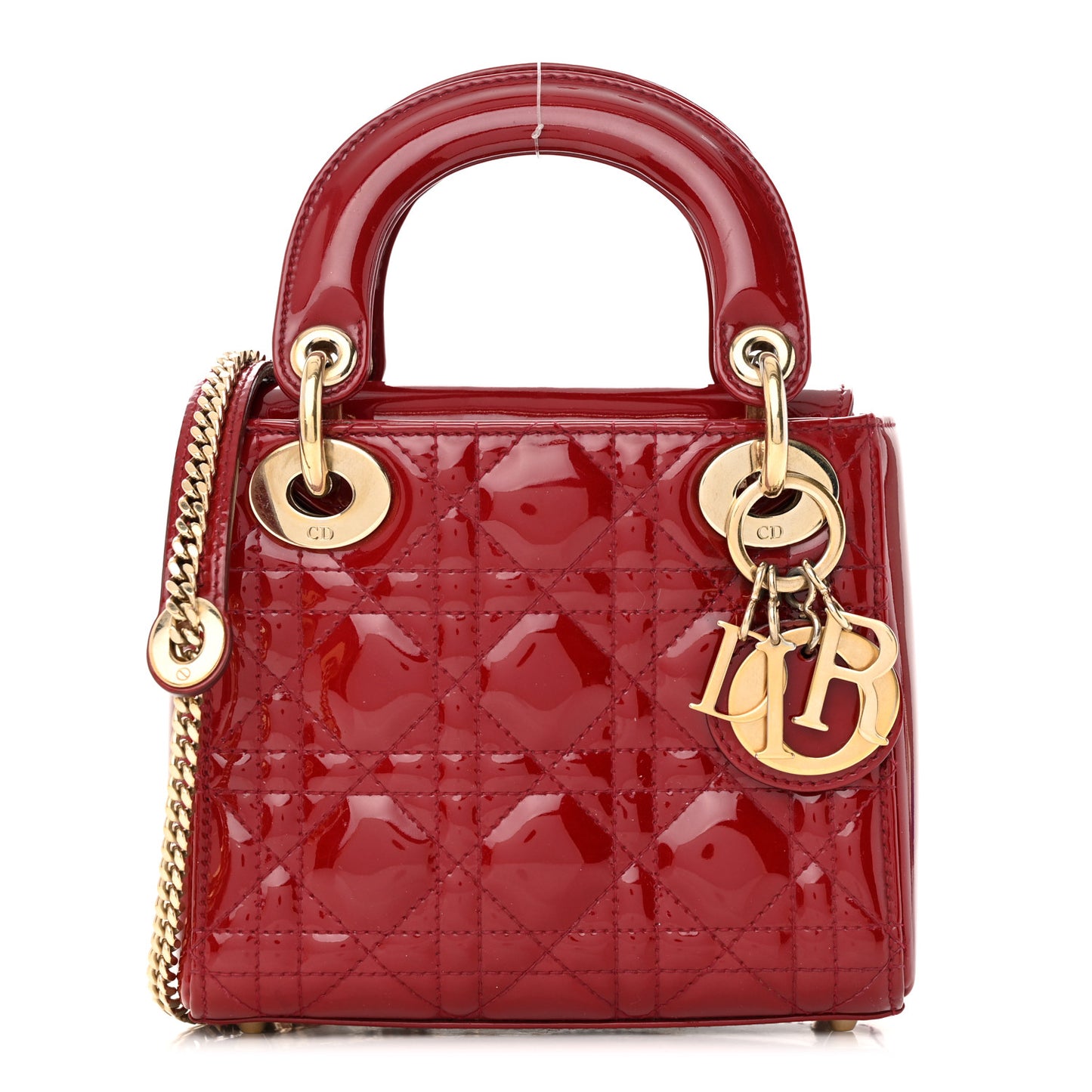 Patent Cannage Mini Lady Dior Red