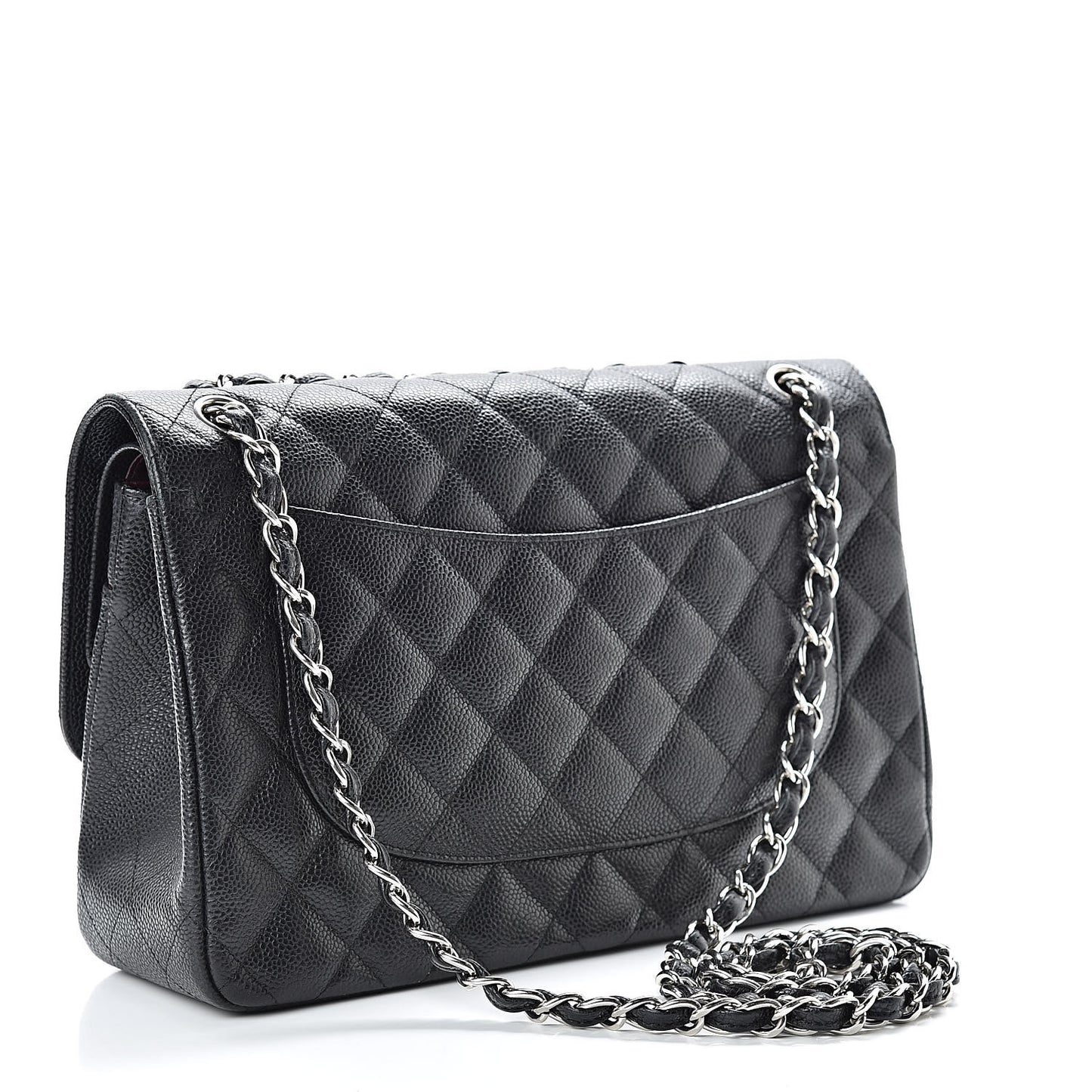Caviar Quilted Jumbo Double Flap Black