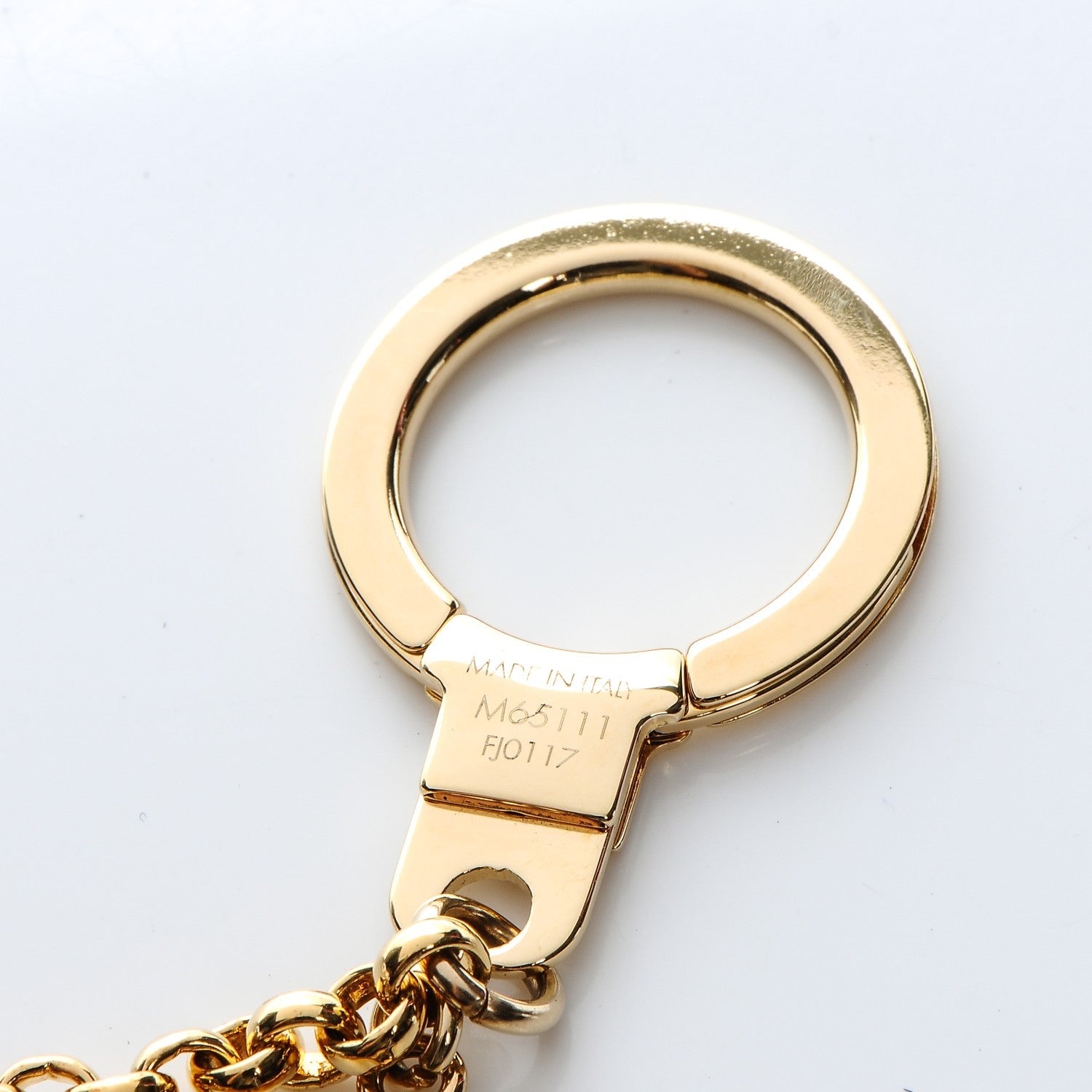 Louis Vuitton Brass Enamel Fleur De Monogram Bag Charm Chain Gold 4 of 4