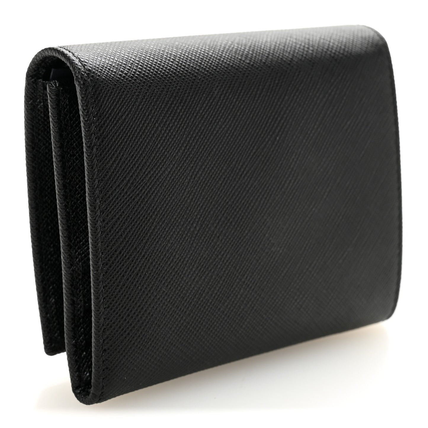 Saffiano Cuir Metal Tri-Fold Wallet Black