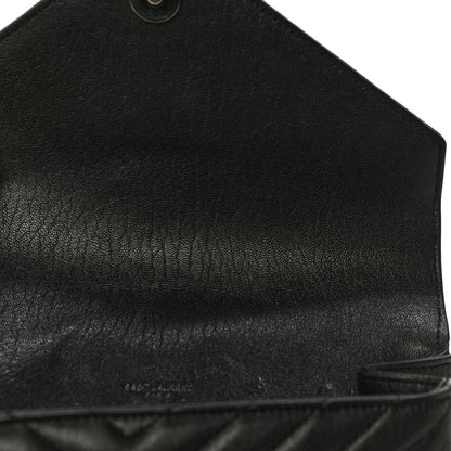 Saint Laurent Sheepskin Matelasse Chevron Monogram Medium College Bag Black 16 of 20