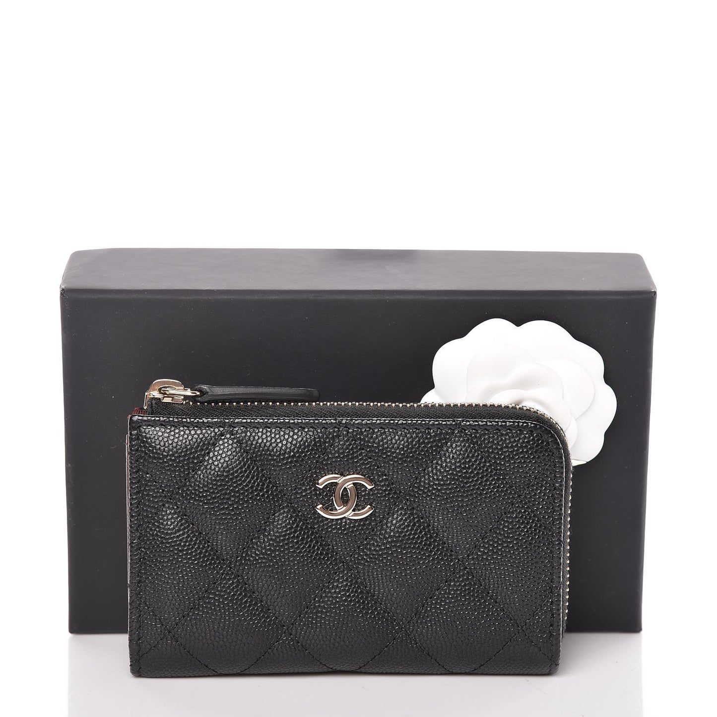 Caviar Quilted Key Holder Case Black
