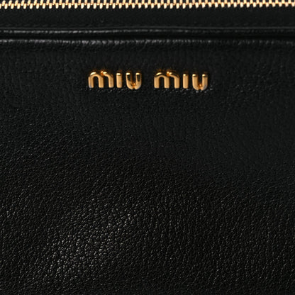 Miu Miu Goatskin Madras Double Zip Pochette Clutch Black 6 of 8