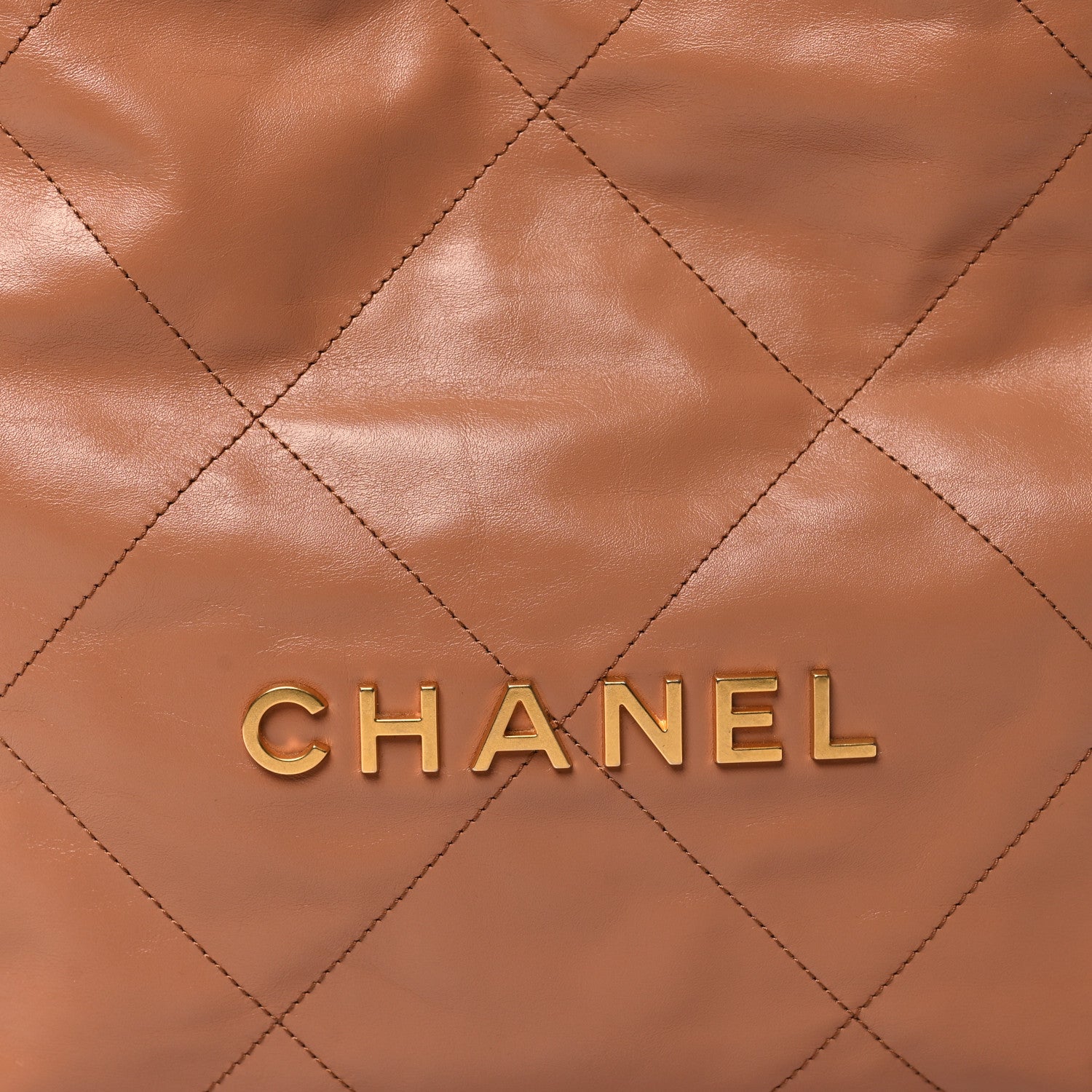 Chanel Shiny Calfskin Quilted Small Chanel 22 Camel 9 of 12