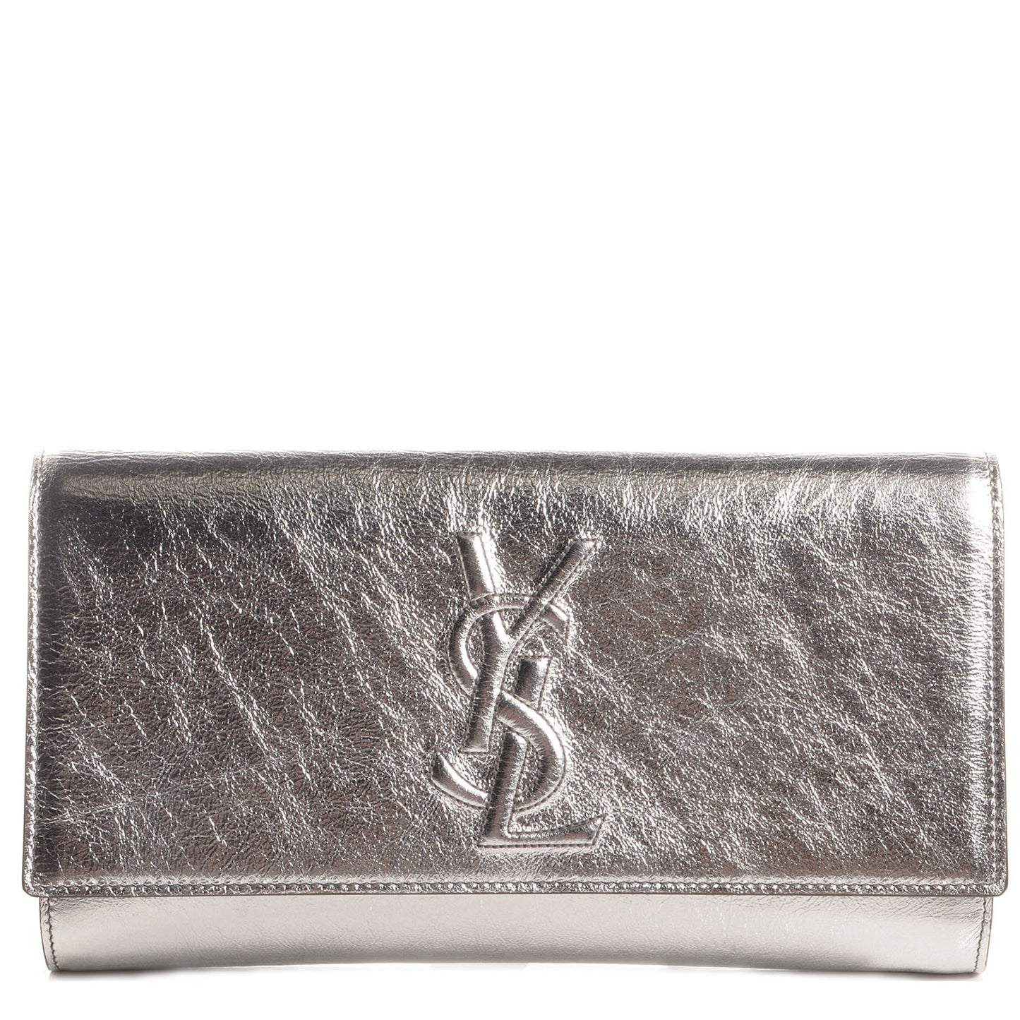 Leather Large Belle De Jour Clutch Silver