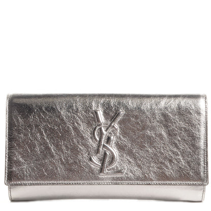 Saint Laurent Leather Large Belle De Jour Clutch Silver 1 of 7