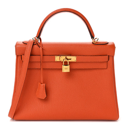 Hermes Togo Kelly Retourne 32 Orange 1 of 9