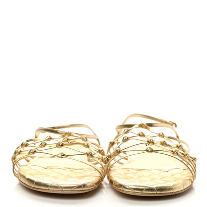 Chanel Laminated Lambskin CC Sandals 42 Gold 2 of 8