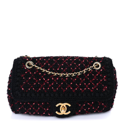 Chanel Knit Quilted Mini Rectangular Flap Black Burgundy 1 of 9