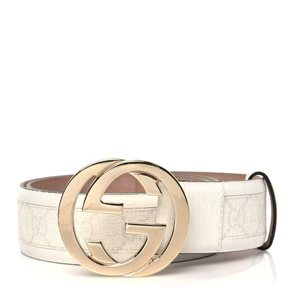 Gucci GG Plus Monogram Calfskin Interlocking G 40mm Belt 85 34 White 1 of 6