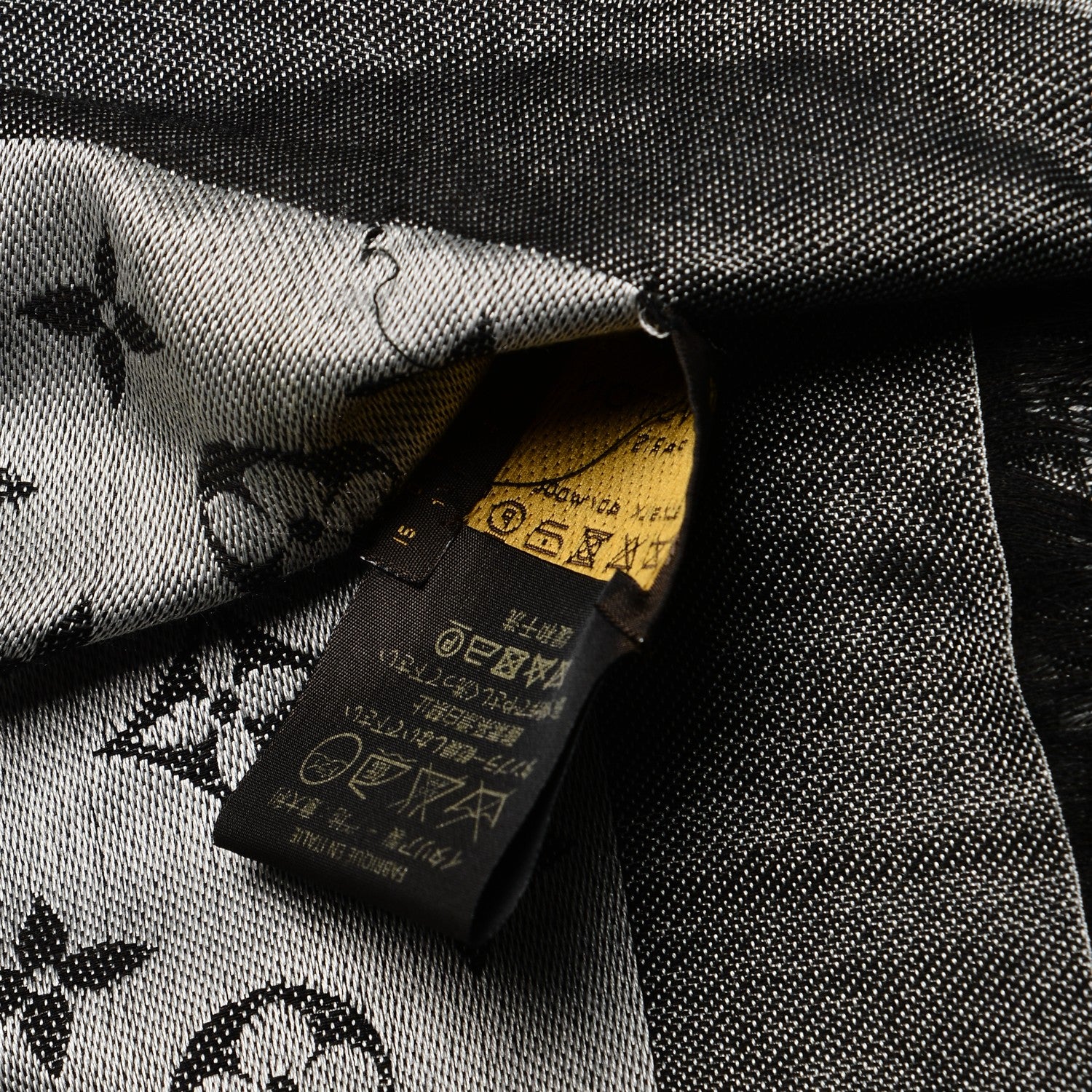 Louis Vuitton Silk Wool Monogram Denim Shawl Black 5 of 10