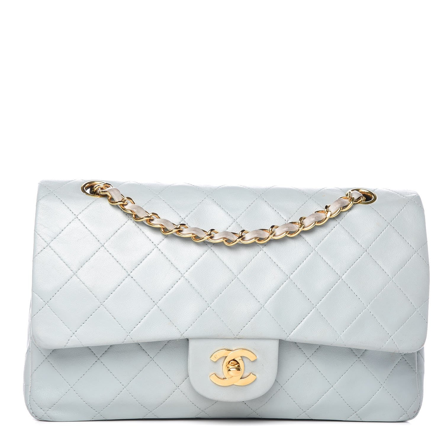 Chanel Lambskin Quilted Medium Double Flap Light Blue 1 of 14