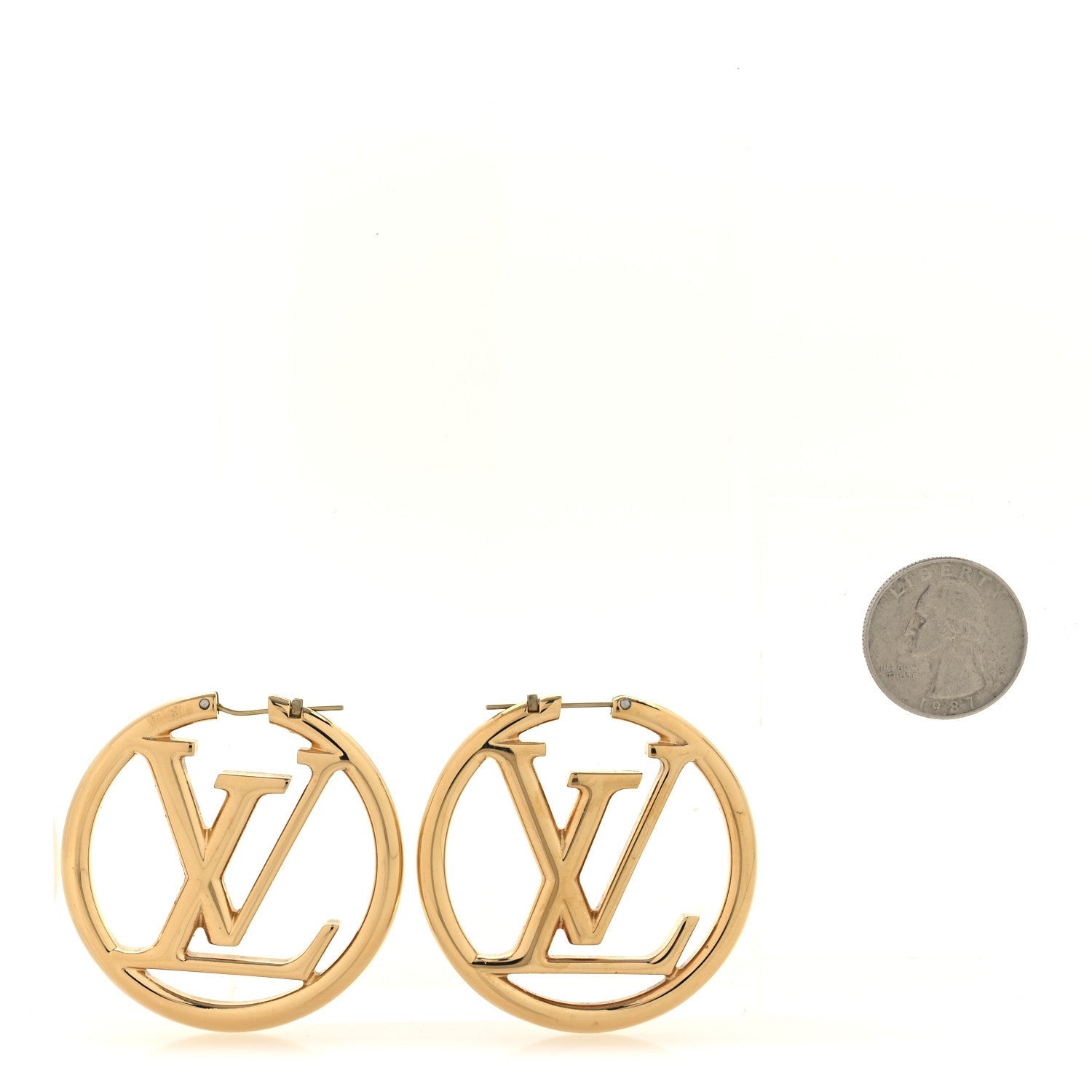 Louis Vuitton Metal Louise Hoop Earrings Gold 2 of 4