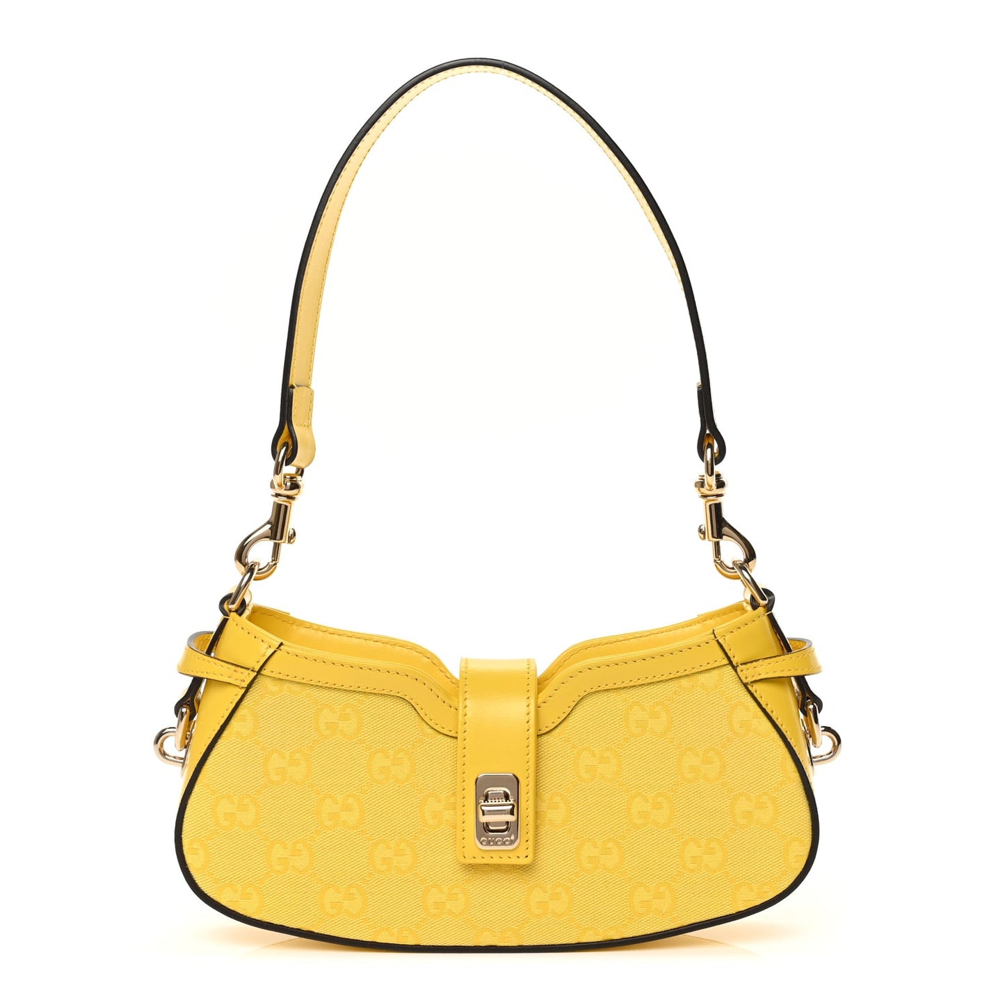 Calfskin Monogram Mini Moon Side Shoulder Bag Yellow