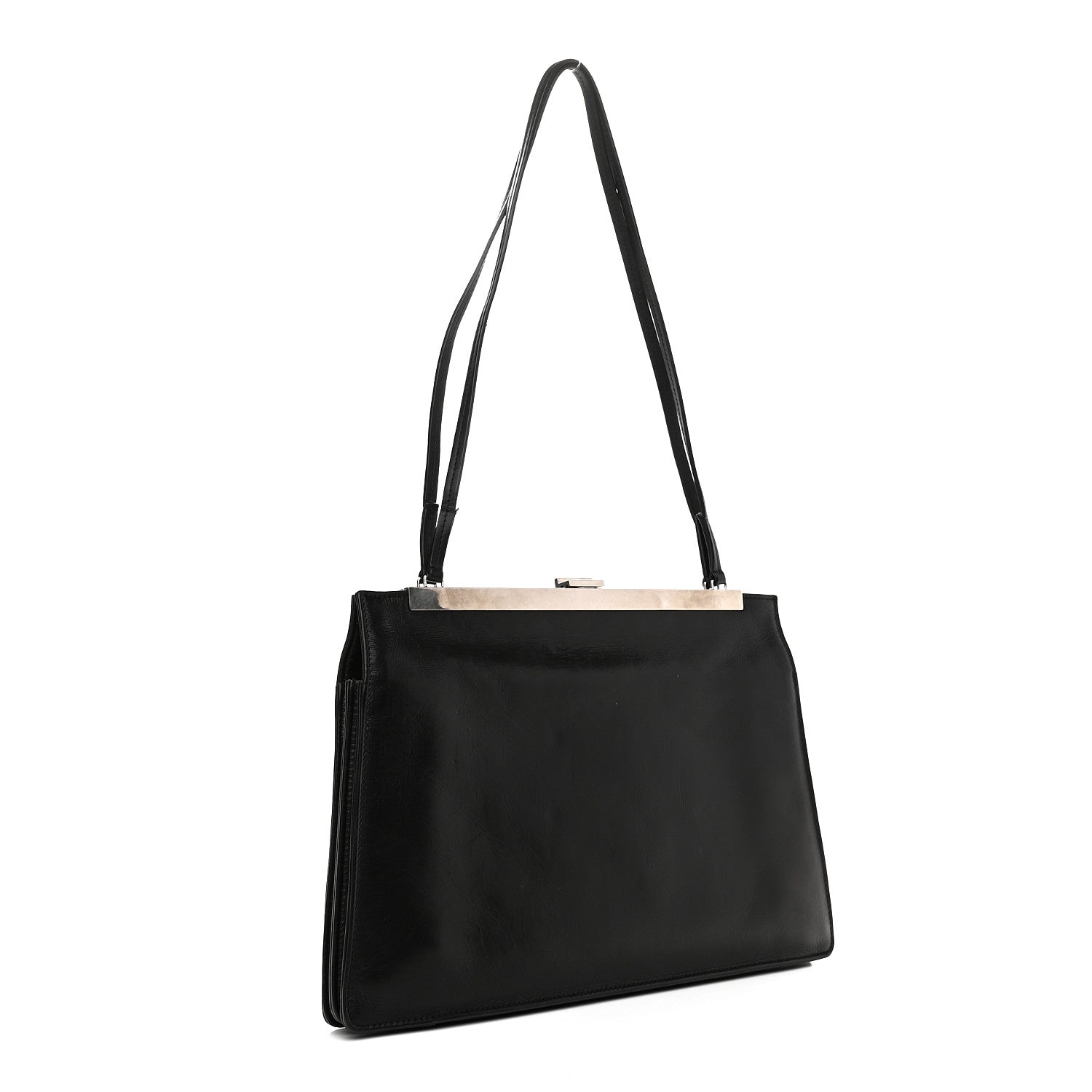 Celine Smooth Calfskin Medium Clasp Shoulder Bag Black 3 of 10