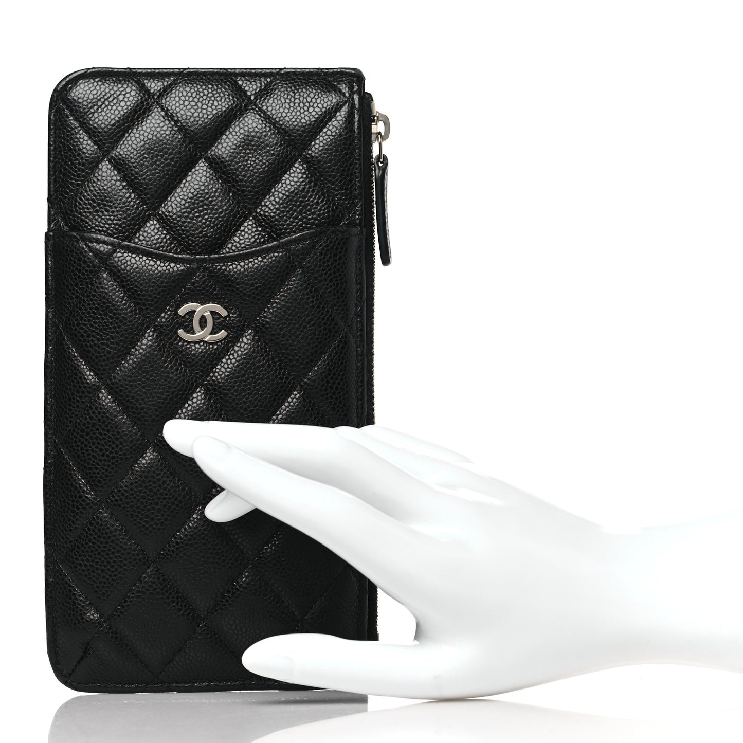 Caviar Quilted Classic Flat Wallet Pouch Black