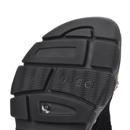 Gucci Nappa Mesh Crystal Embellished Studded Womens Aguru Sandals 37 Pink Black 15 of 15