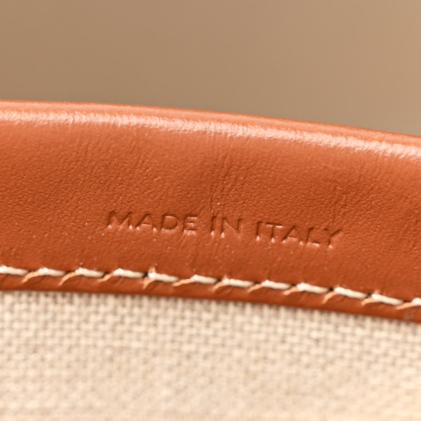 Canvas Calfskin Triomphe Large Cabas Thais Natural Tan