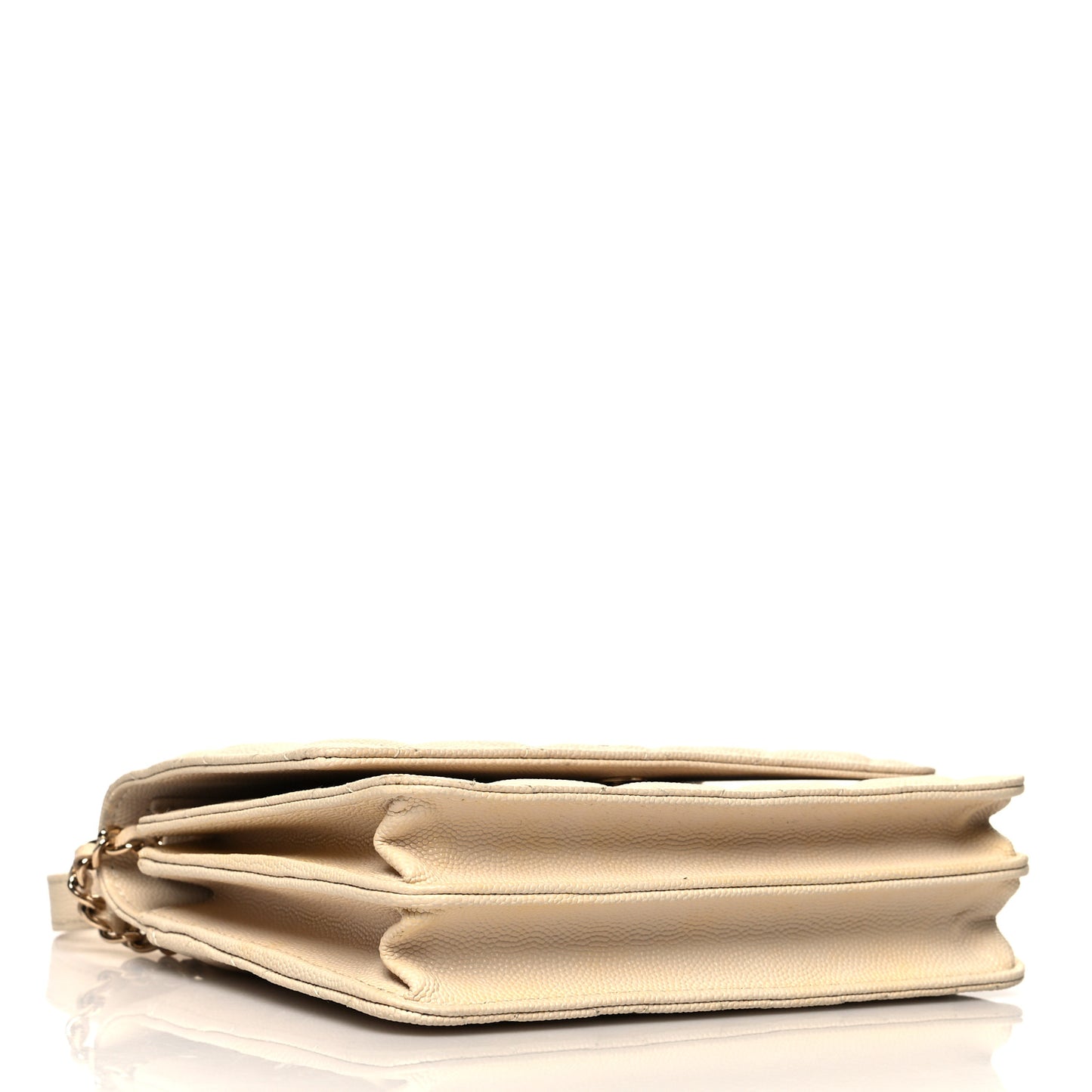 Caviar Quilted Square Wallet On Chain WOC White