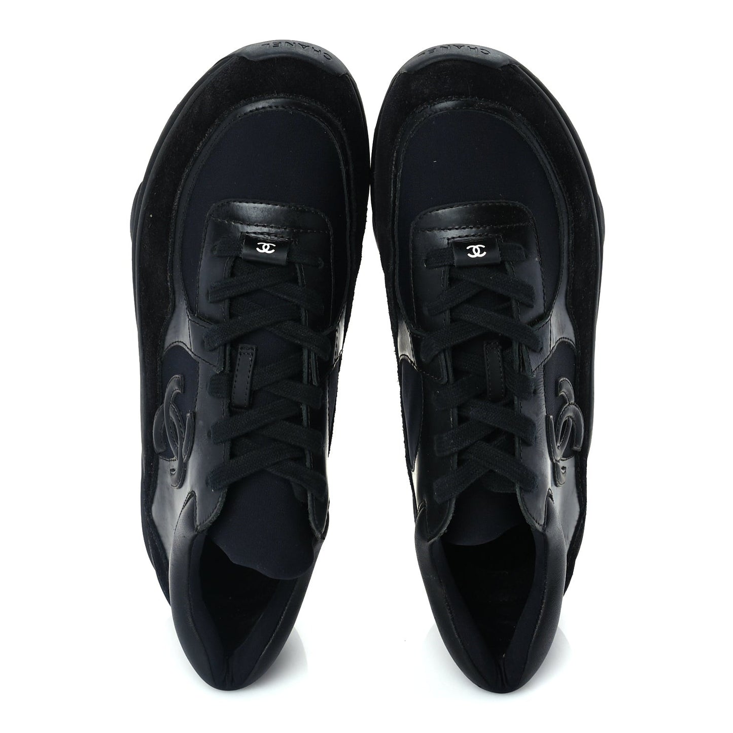 Toile Suede Calfskin CC Mens Sneakers 41  Black