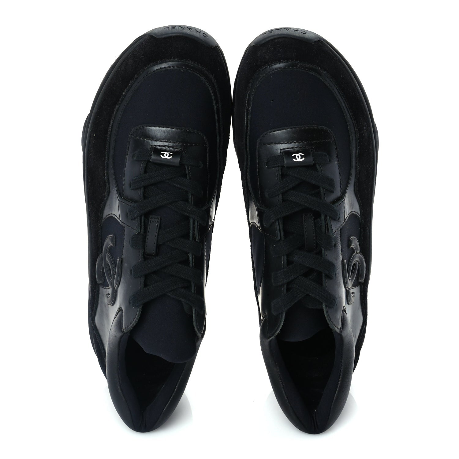 Chanel Toile Suede Calfskin CC Mens Sneakers 41  Black 6 of 8