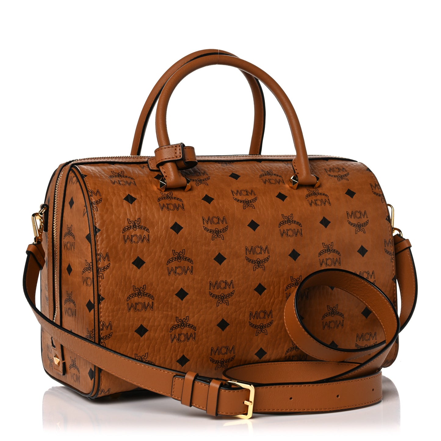 Visetos Medium Boston Bag Cognac