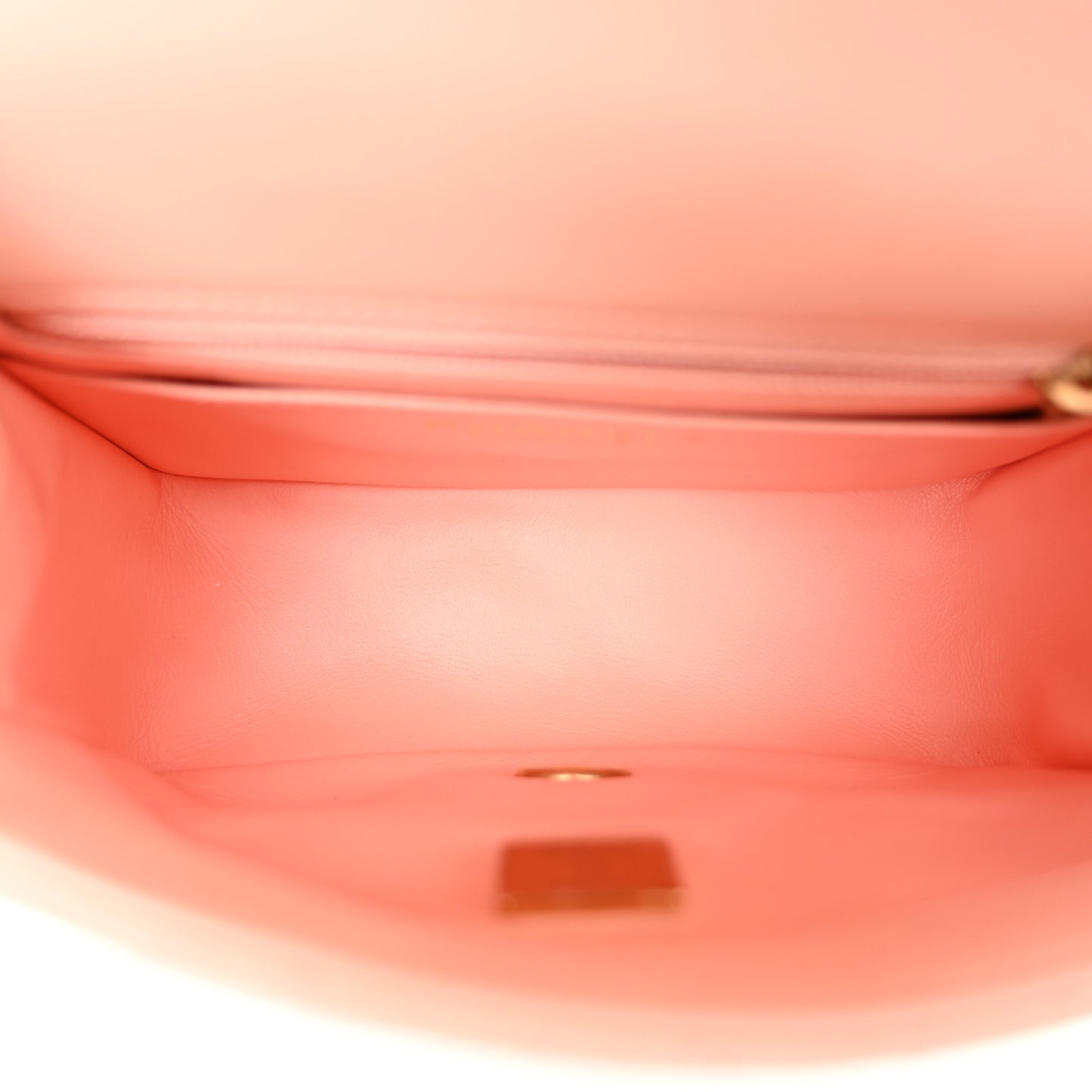 Lambskin Quilted Mini Pearl Crush Flap Light Orange