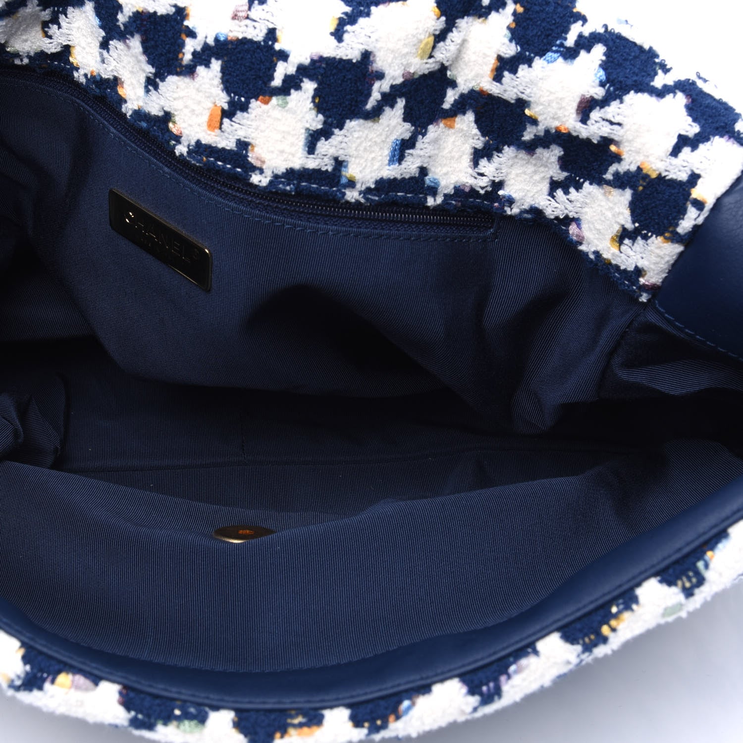 Chanel Tweed Quilted Maxi Chanel 19 Flap Ecru Navy Blue Multicolor 3 of 3