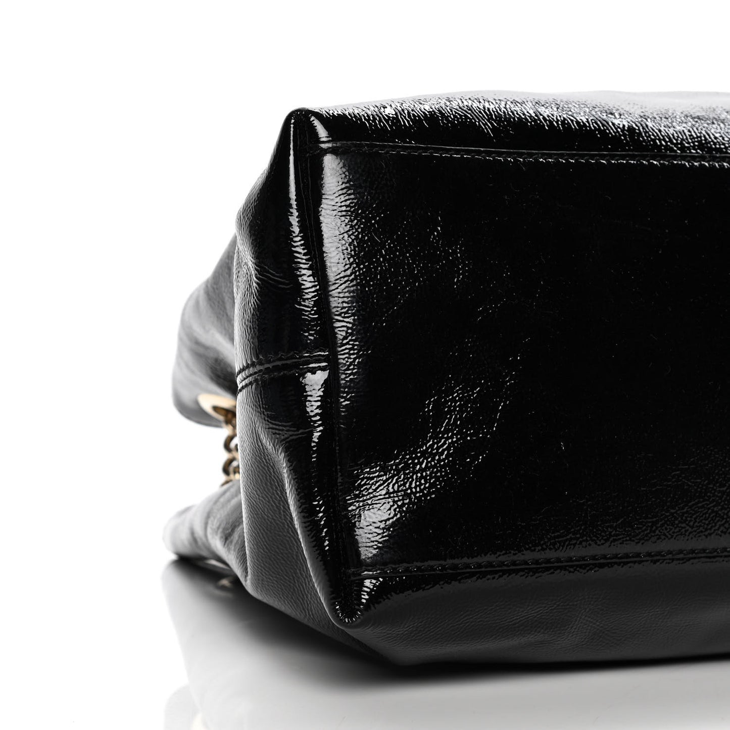 Patent Medium Soho Chain Shoulder Bag Black