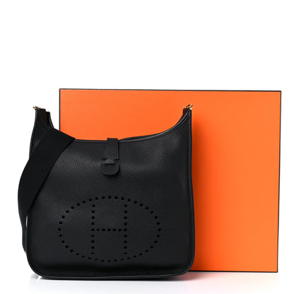 Hermes Taurillon Clemence Evelyne III GM Black 10 of 10