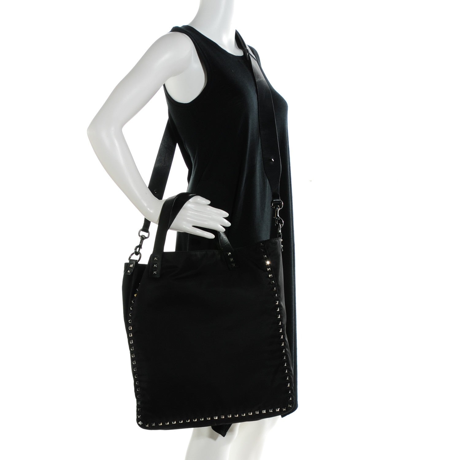 Valentino Garavani Nylon Rockstud Vertical Tote Black 2 of 8